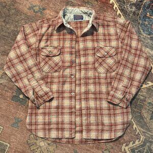 Rare 70s Vintage Pendleton Plaid Button Down Shirt Pure Virgin Wool